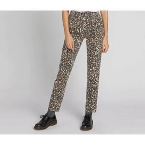 Volcom Women's Super Stoned High Rise Skinny Leopard Cheetah Print Jeans Size 27